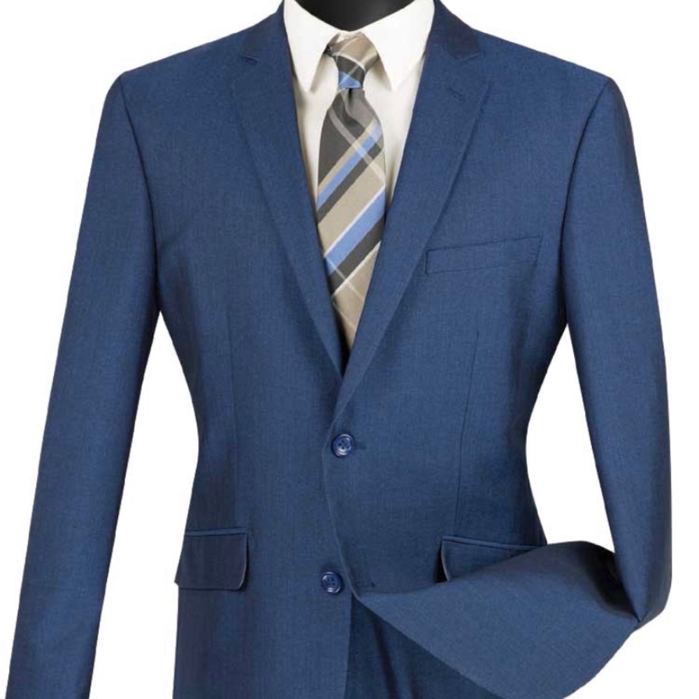 2pc solid Navy Blue Italian Suit with tailoring built in